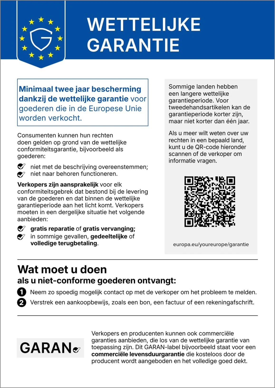 geharmoniseerde kennisgeving over de wettelijke conformiteitsgarantie